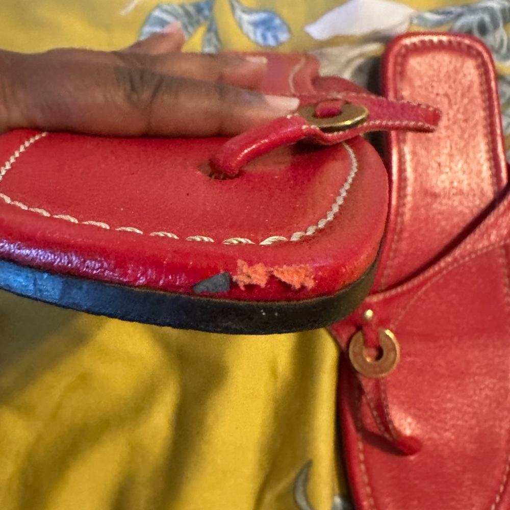 Miu Miu Red Leather Sandals with Bow Detail - Picture 3 of 5